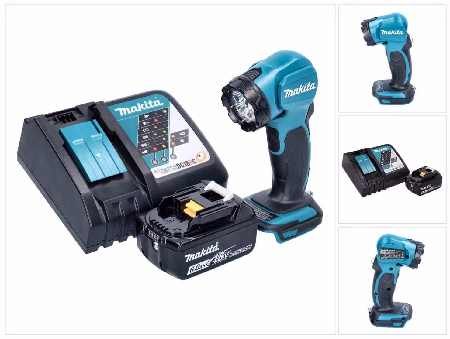 Lampada portatile a LED Makita DEADML 815 RG1 a batteria 14,4 - 18 V 160 lm + 1 batteria da 6,0 Ah + caricabatterie
