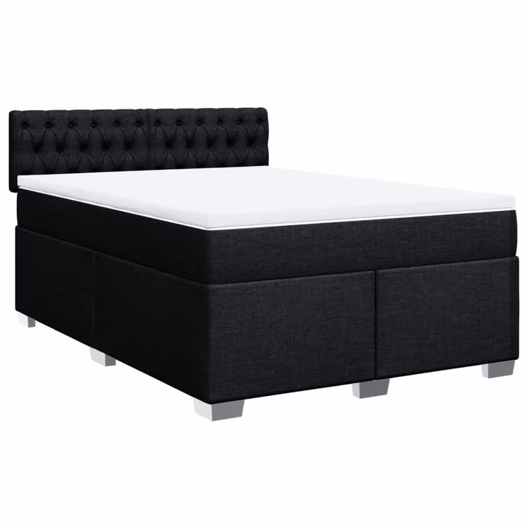 Giroletto a Molle con Materasso Nero 160x200 cm in Tessuto