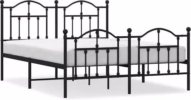 Letto matrimoniale con testiera e pediera in metallo nero L/P/H: 140 x 200 x 97 cm