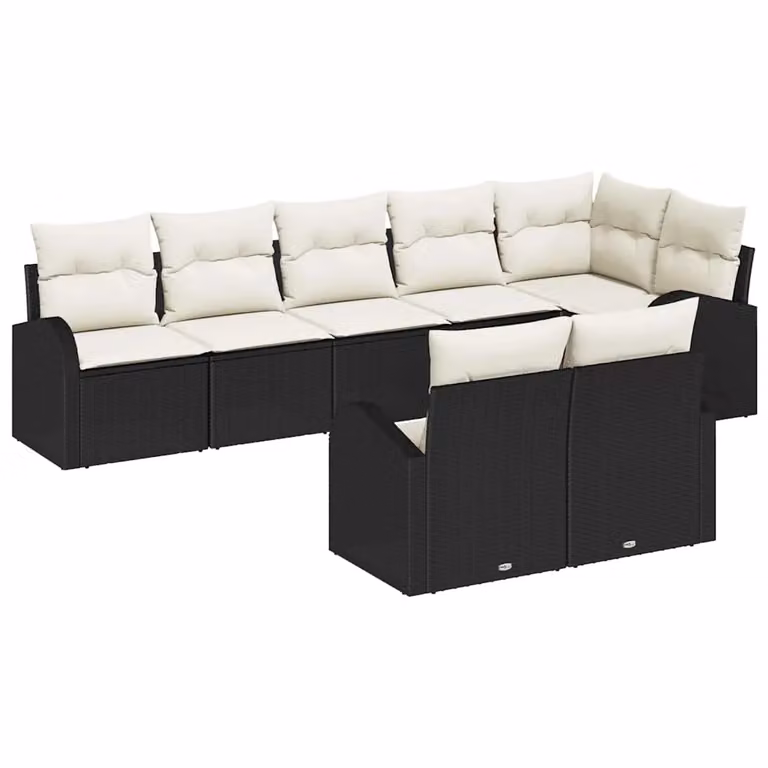 Set Divano da Giardino Moderno vidaXL in Polyrattan 8 Pezzi Nero e Bianco con Cuscini