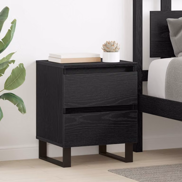 vidaXL Armadio da Notte in Stile Rustico Nero L: 40 cm, P: 35 cm, H: 50 cm