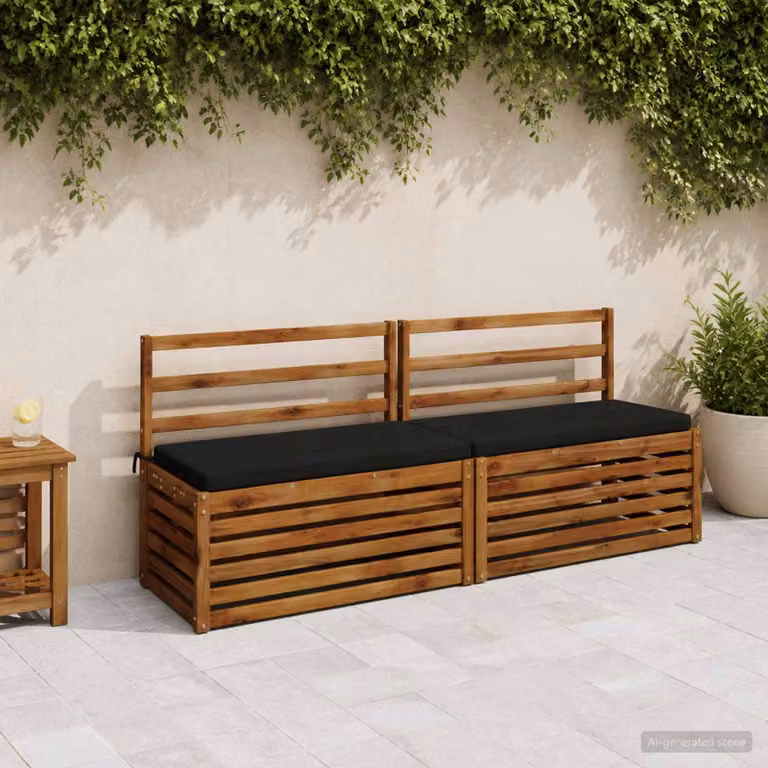 Cuscino per panchina vidaXL SOEST in poliestere nero L/P/H: 180 x 40 x 5 cm