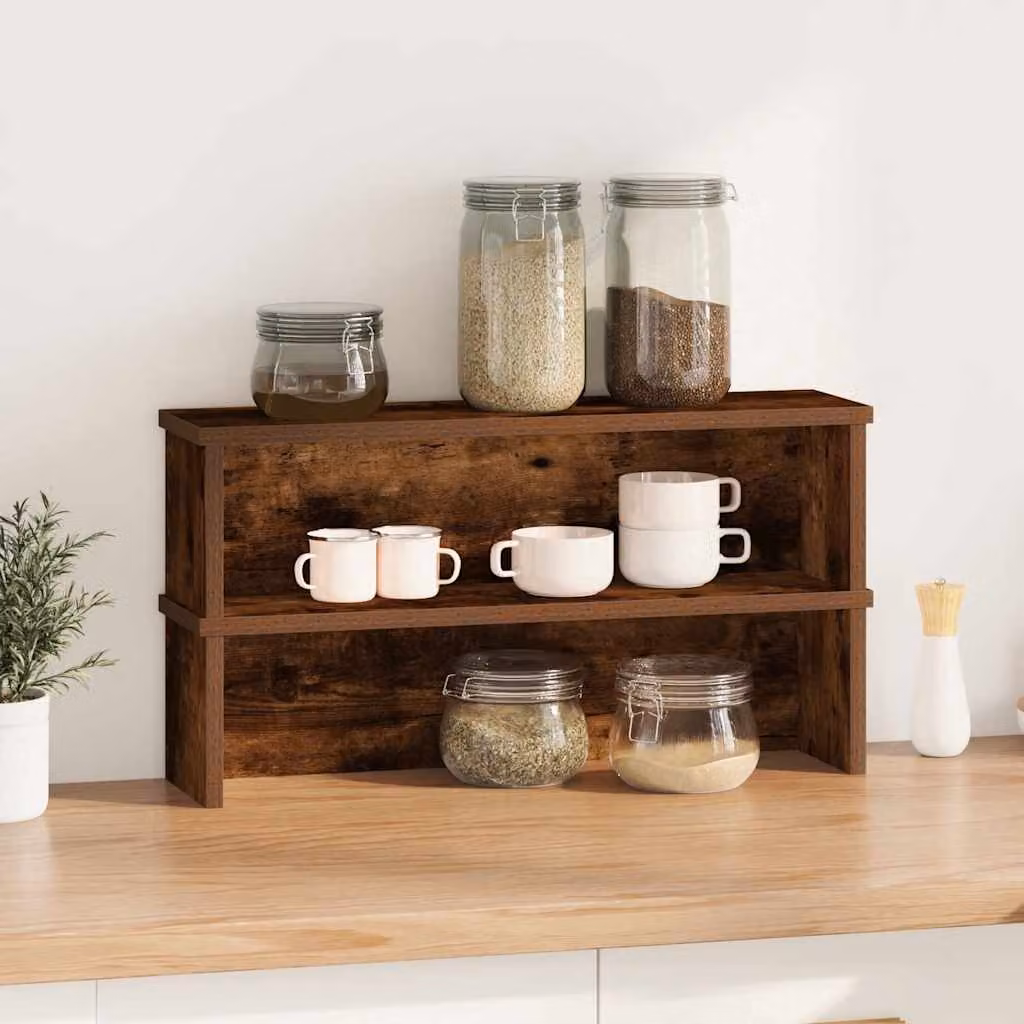 vidaXL Scaffali da Cucina Impilabili 2 pz Rovere Fumo 60x15x16 cm