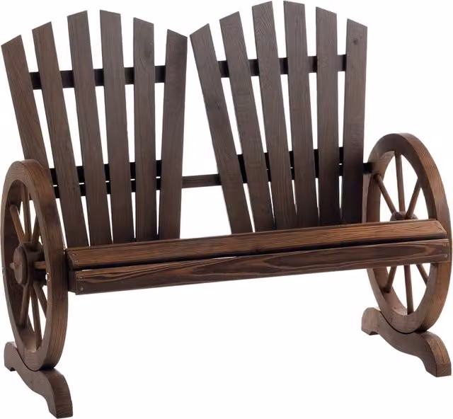 Panchina da giardino Minimal in legno massello con braccioli, Marrone scuro, L: 108 cm, P: 66 cm, H: 95 cm