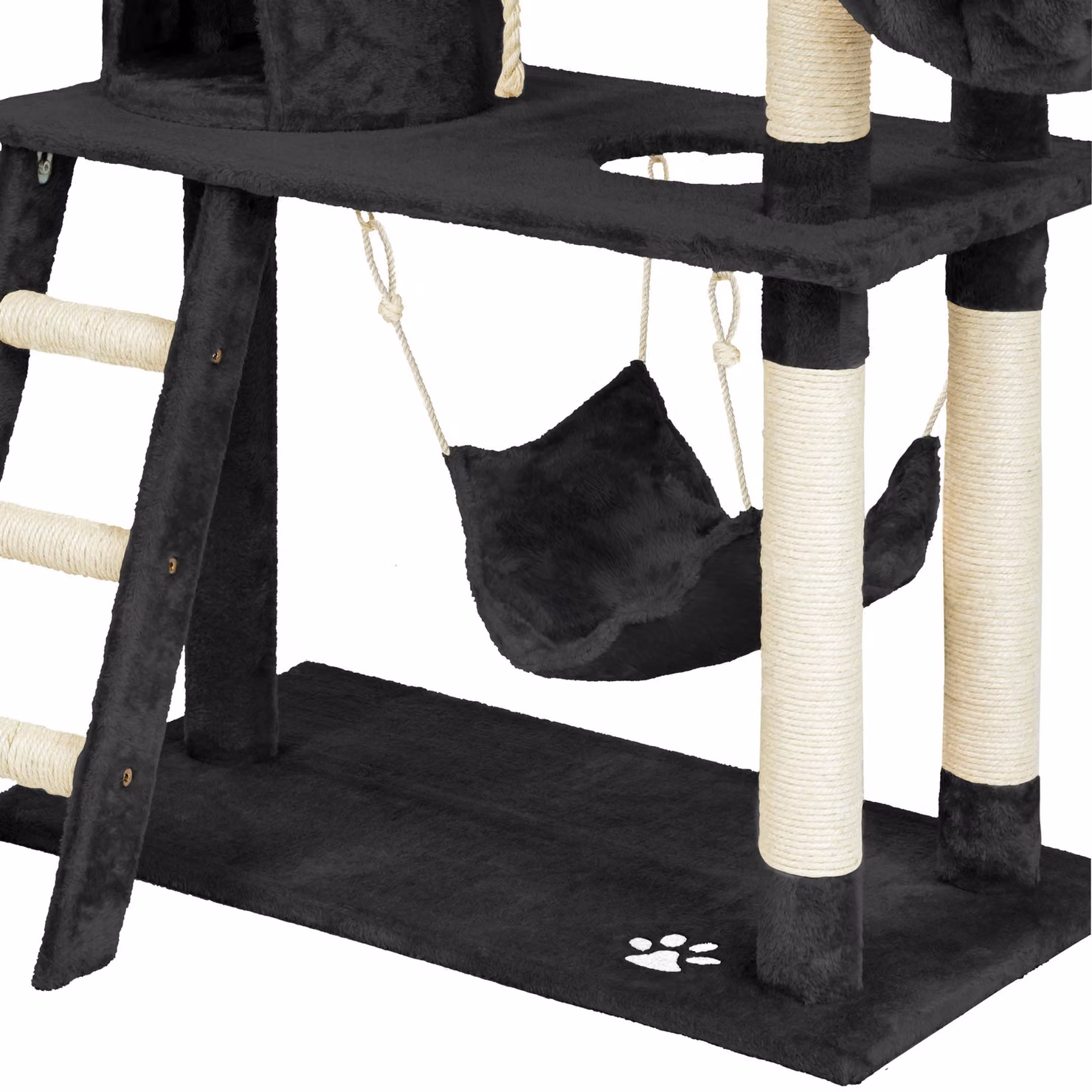 Tiragraffi per gatti TecTake con amaca, grotta e giochi integrati, nero, H: 141 cm, L: 60 cm, P: 105 cm – 1