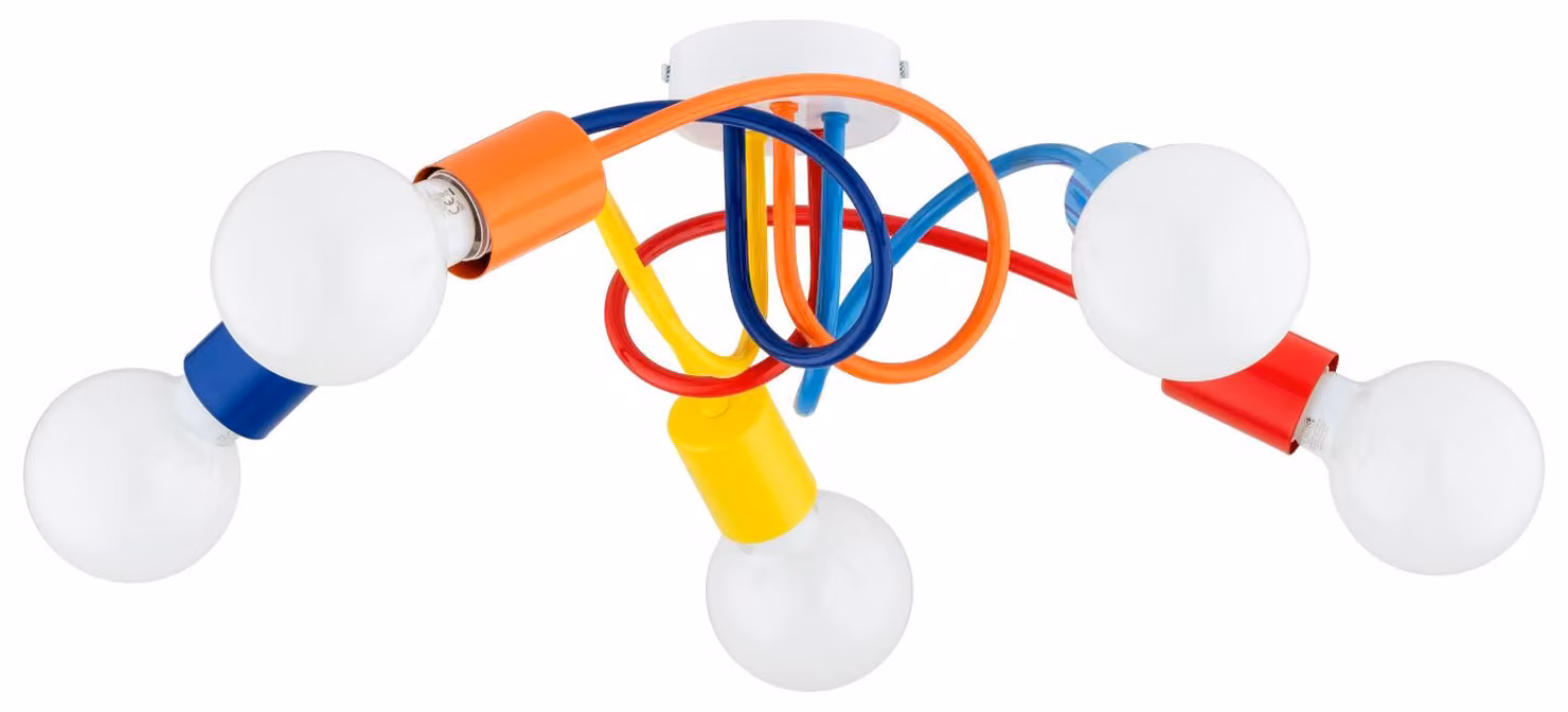 Lampada da soffitto FARTA multicolore 5xE27x15W in metallo, dimensioni: 17x55x55 cm, IP20, Alfa