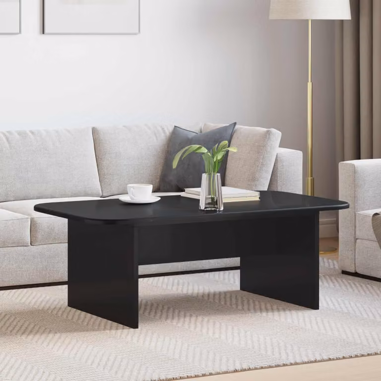 Tavolino da salotto moderno vidaXL in legno MDF nero L: 93 cm, P: 53 cm, H: 33 cm