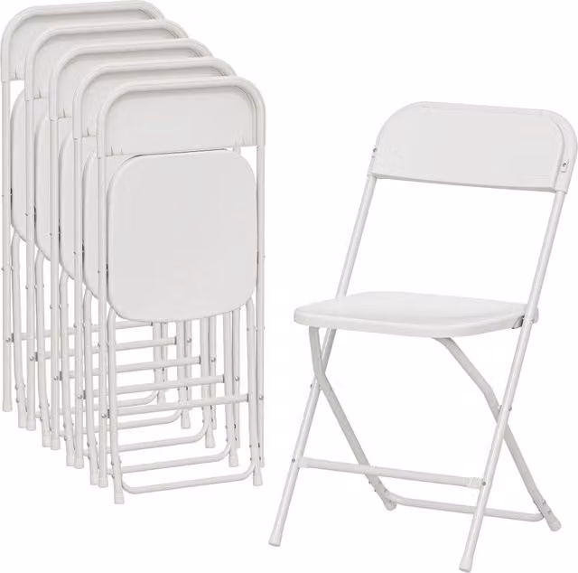 Set di 6 sedie pieghevoli Xylo in plastica bianca e metallo impilabili L/P/H: 45 x 49 x 79.5 cm