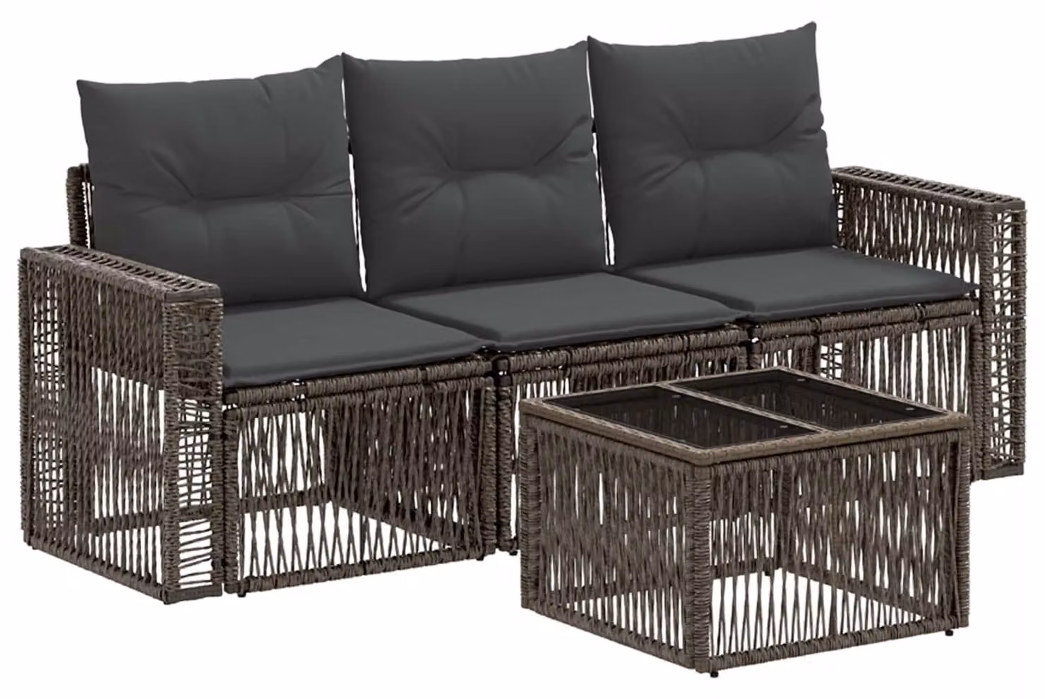 Set Divano da Giardino 4 pcs Grigio e Grigio Scuro polyrattan