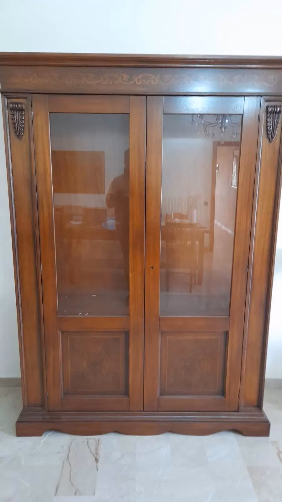 Vetrina in legno stile arte povera con 2 ante in vetro Mobili 2G marrone L 155 cm x P 48 cm x H 210 cm – 3
