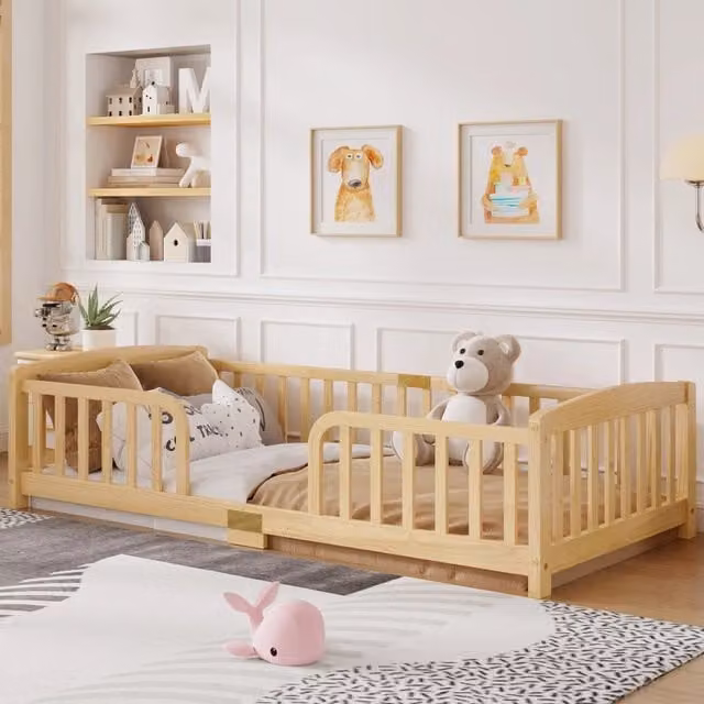 Letto per bambini WISHDOR in legno di pino naturale stile scandinavo L/P/H: 200 x 90 x 11 cm