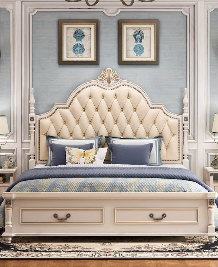 Bett Polster Design Luxus Doppel Hotel Betten Chesterfield Barock Holz Möbel