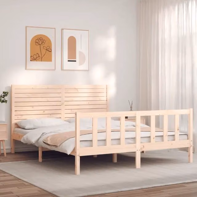 Giroletto vidaXL in legno massello di pino naturale con doghe fisse L/P/H: 205.5 x 165.5 x 100 cm – 1