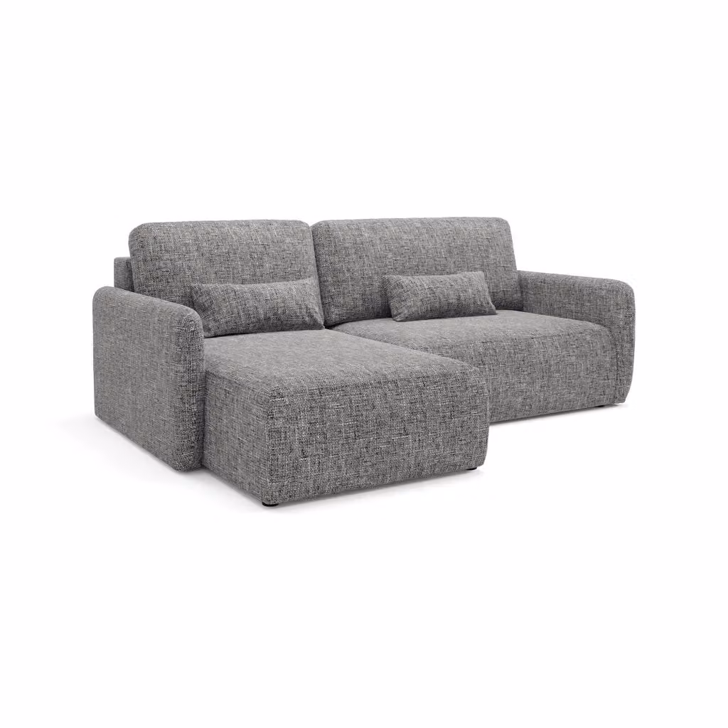 Divano Letto Pagno DMORA con Penisola Contenitore, Rivestimento in Tessuto Grigio, L/P/H: 207 x 148 cm – 2
