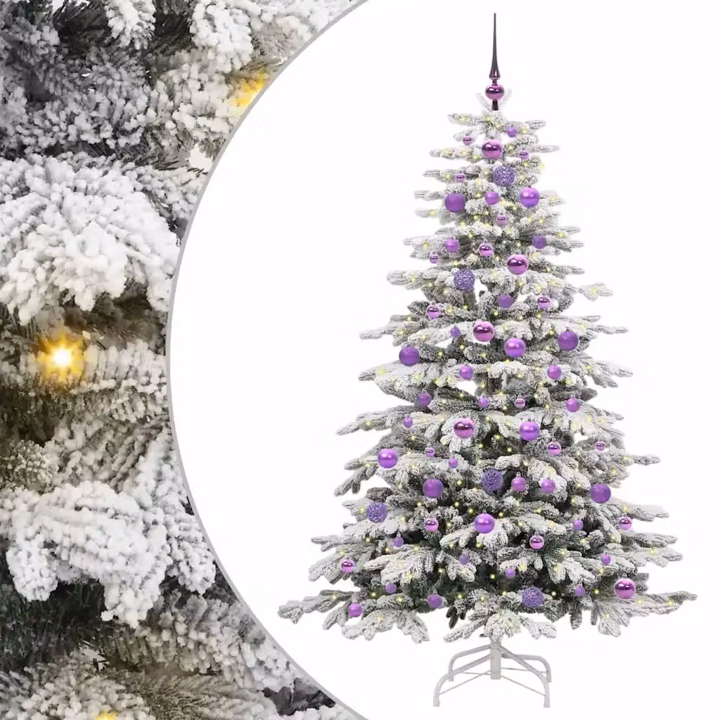 Albero di Natale Artificiale Moderno vidaXL Bianco con Luci LED Warm White in PVC e Plastica – 2