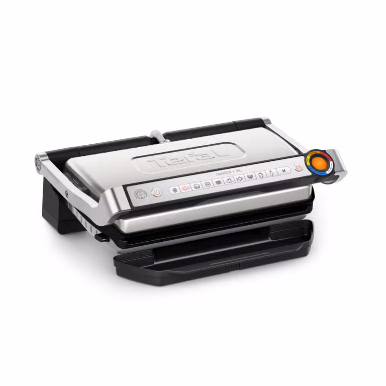 Tefal Optigrill+ XL GC727D10, Nero, Acciaio inox, Metallo, Rettangolare, Manopole, 800 cm², 400 x 200 mm