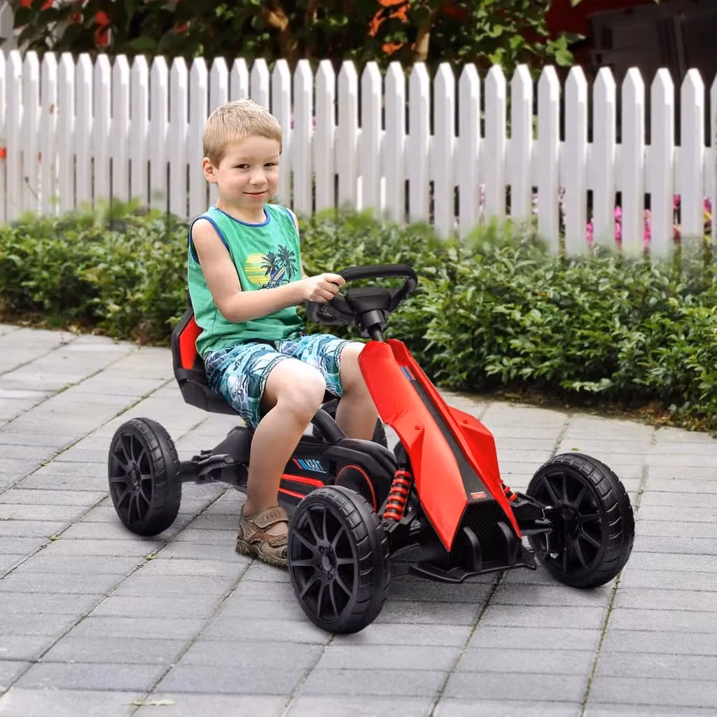 Go Kart a Pedali per Bambini GIORDANOSHOP con Ruote in EVA Rosso Nero L: 100 cm, P: 58 cm, H: 58,5 cm – 2