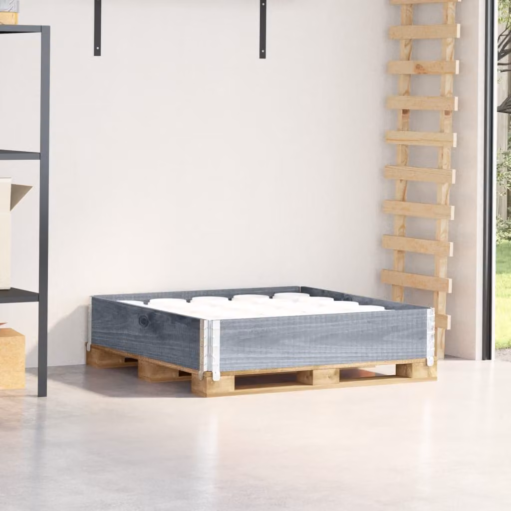 Pannello da parete per pallet vidaXL in legno massello di pino, Grigio, 100 x 100 cm