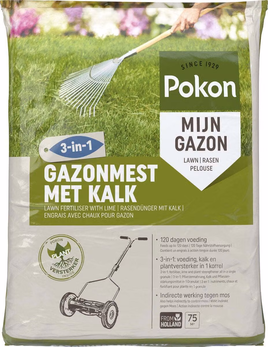 Concime per prato Pokon con calcio - 5 kg - Concime - Adatto per 75 m² - Nutrizione per 120 giorni