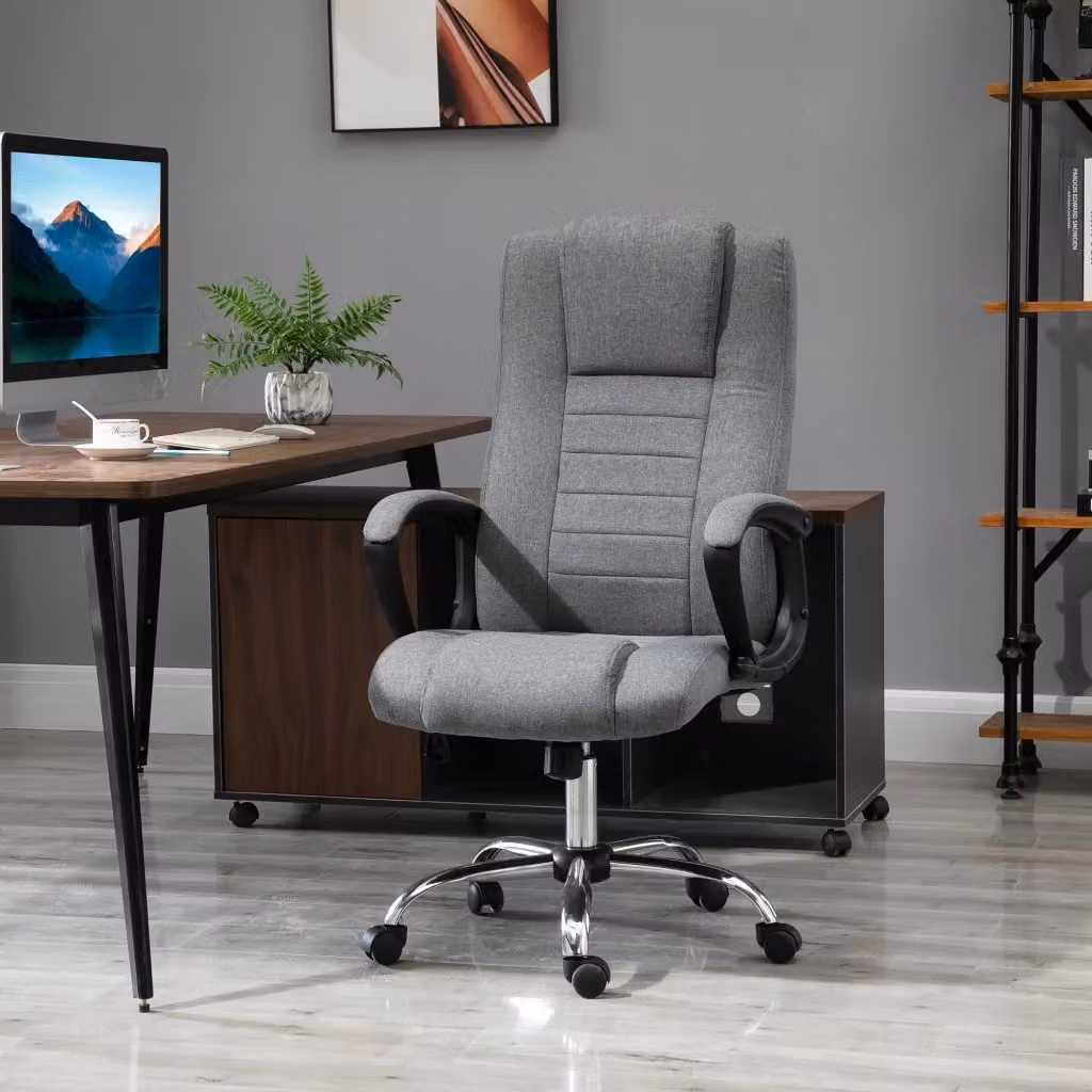 Sedia da Ufficio Presidenziale EasyComfort Grigia, Ergonomica con Poggiatesta, Basculante e Imbottita, L: 62 cm, P: 76 cm, H: 110-119 cm – 2