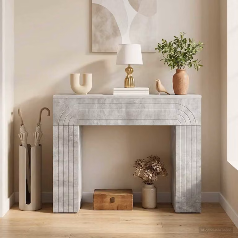 vidaXL Tavolino da salotto rettangolare in stile minimalista, Grigio, L 102 x P 35 x H 75 cm