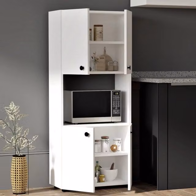 Madia Sestu DMORA, Credenza Moderna con Ripiani Interni, Bianco L 60 cm, P 31 cm, H 140 cm – 1