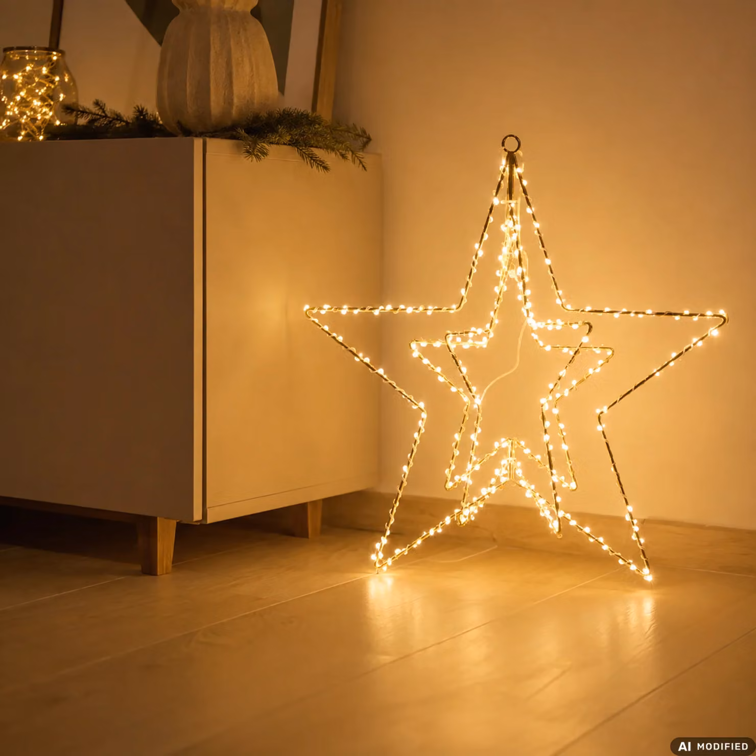 Stella Luminosa Natalizia 3D DICTROLUX con 485 MicroLED Bianco Caldo, Diametro: 45 cm – 2
