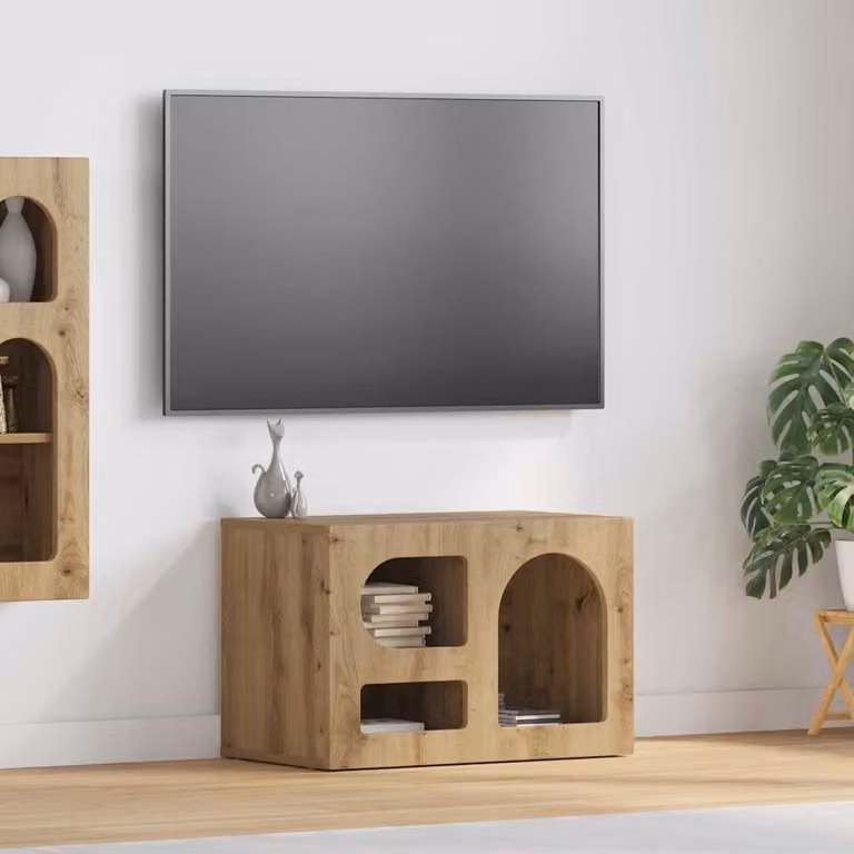 Mobile TV vidaXL Rovere artigianale marrone con scomparti multimediali L/P/H: 60 x 35 x 40 cm