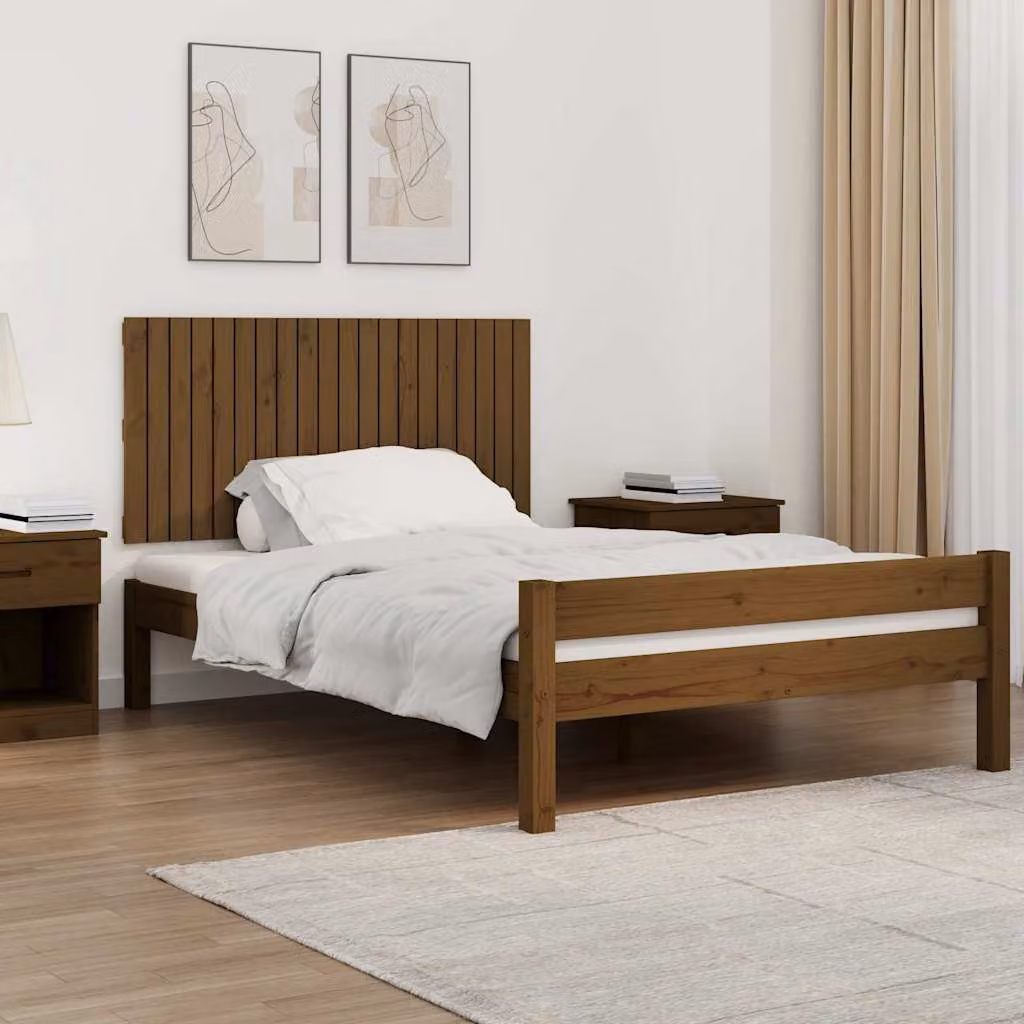 Testiera da parete vidaXL in legno massello di pino, colore ambra, L: 127,5 cm, P: 3 cm, H: 60 cm