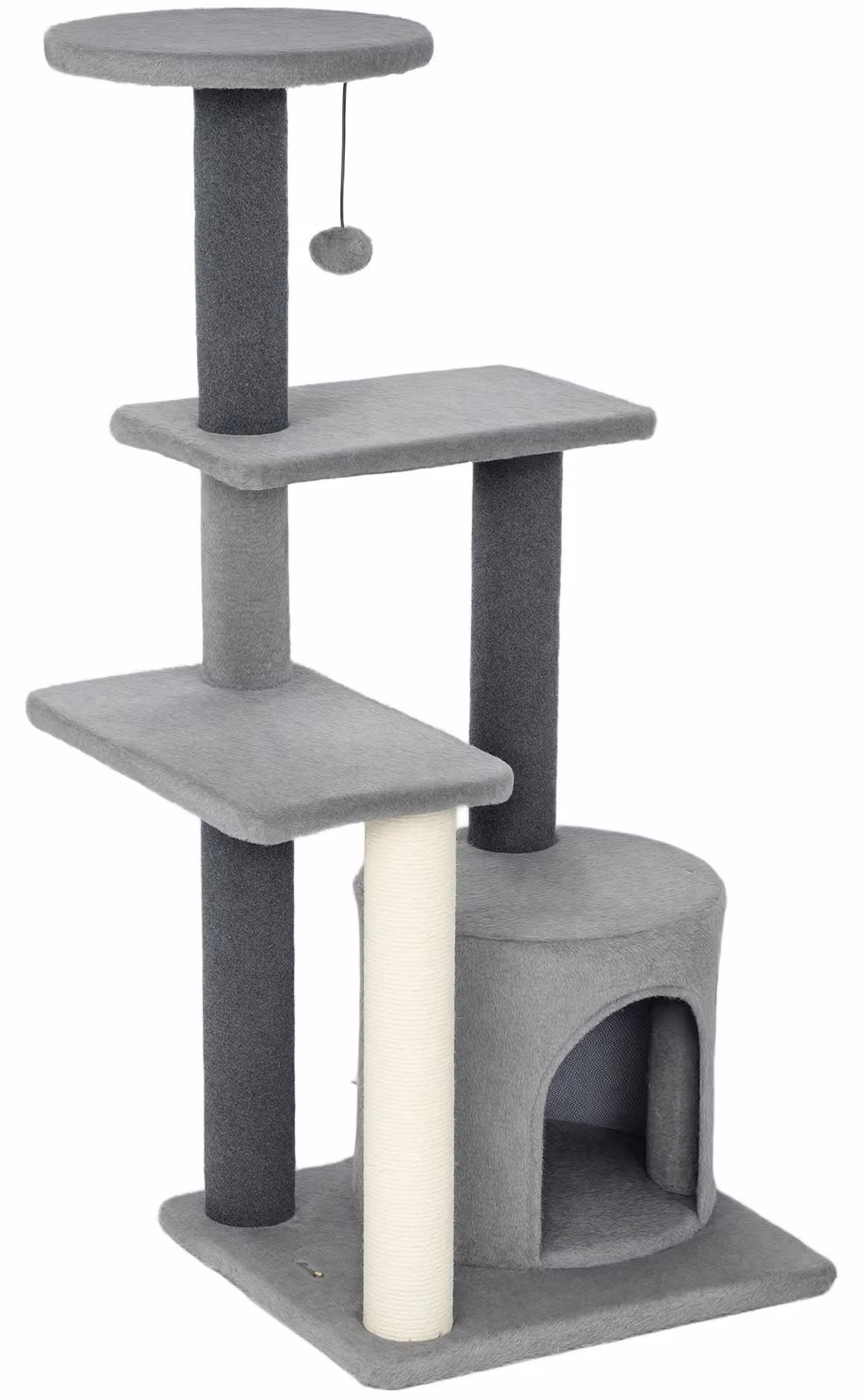 PawHut Tiragraffi da 103 cm con cuccia, piattaforme e pali in sisal