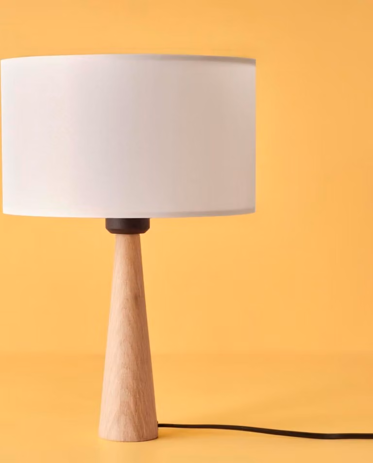 Opviq, AYD-3647,Lampada da tavolo, crema, CORPO IN LEGNO, 24 x 24 x 38 cm