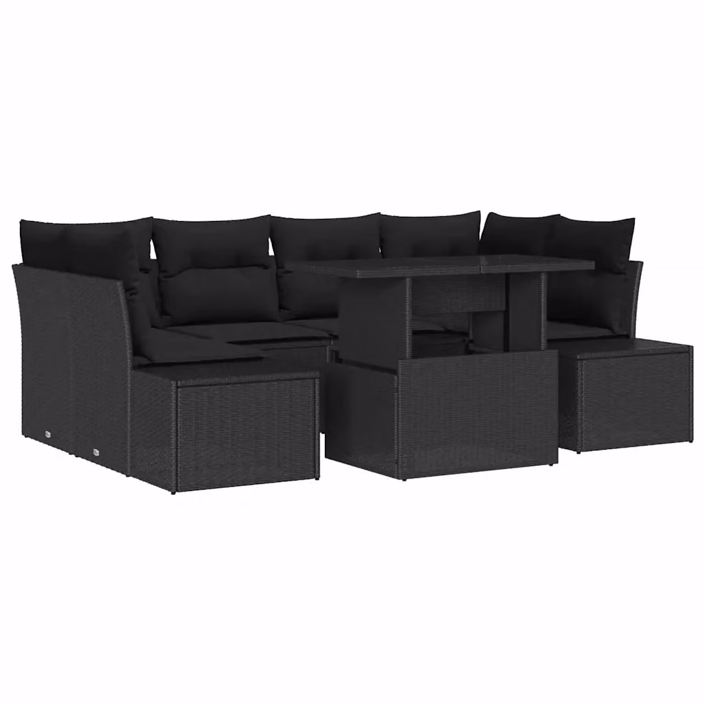 Set di divani da giardino vidaXL in polyrattan nero con cuscini inclusi – 2