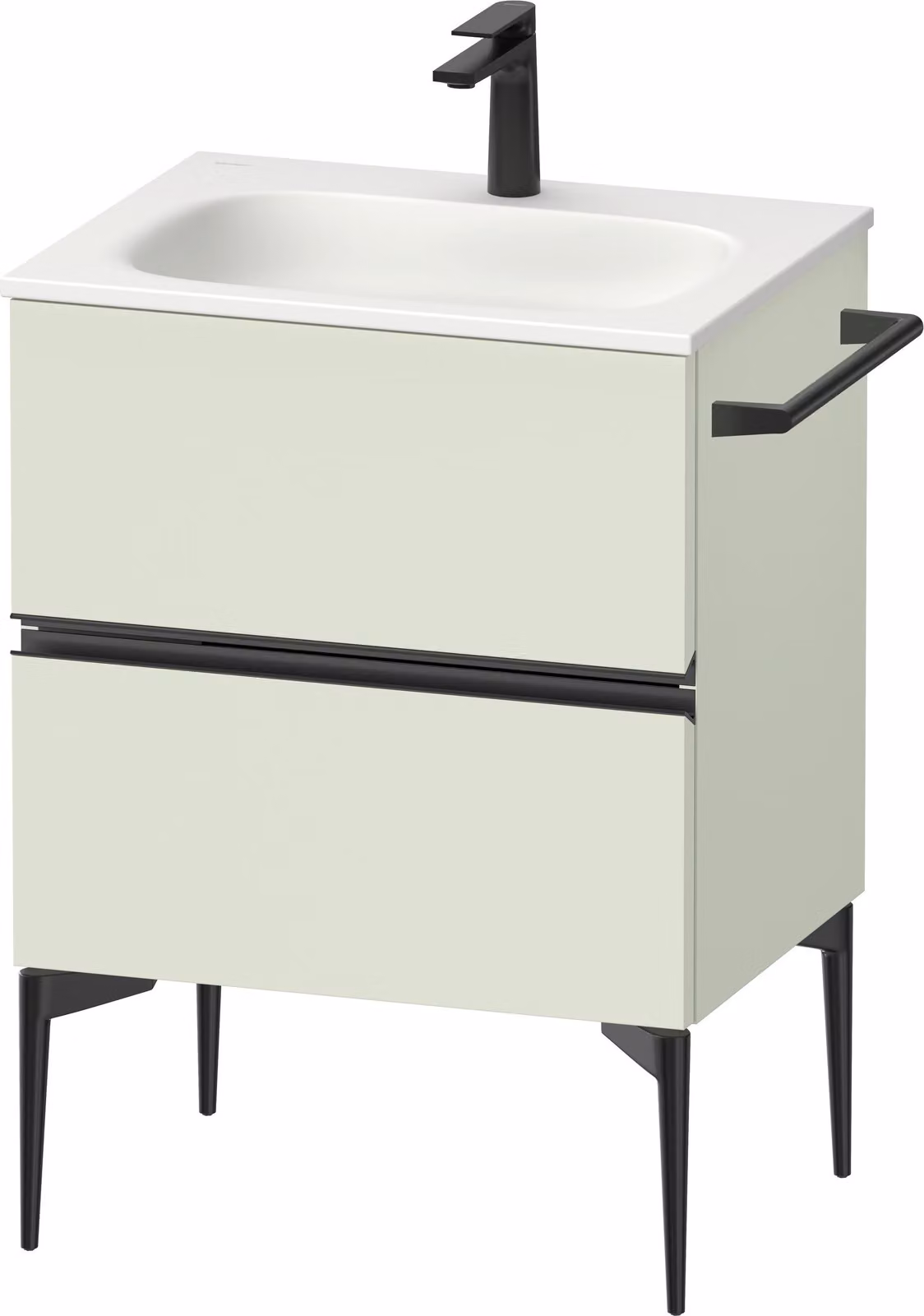 Duravit Sivida Meuble sous-lavabo, 2 tiroirs, poignée encastrée noir diamant mat, 610x477x592mm, pour Sivida, SV46500BDHH0000, SV46500BDHH0000