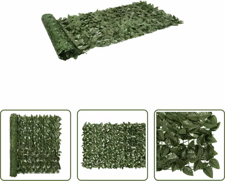 The Living Store Paravento per balcone con foglie verde scuro 200x100 cm
