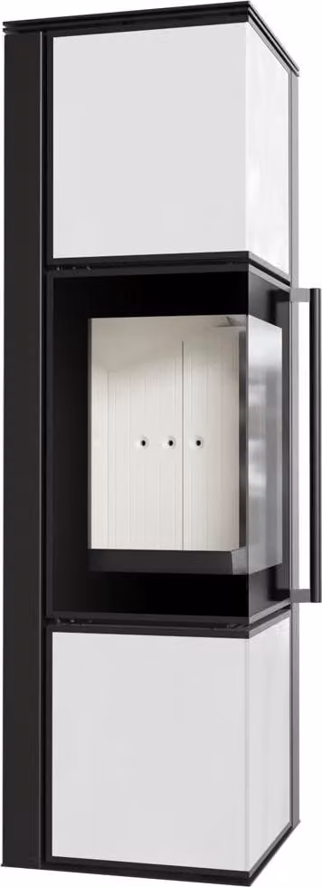 Stufa in acciaio KRATKI TORA/M 8 kW Ø 150 Pannello in vetro bianco con porta a molla