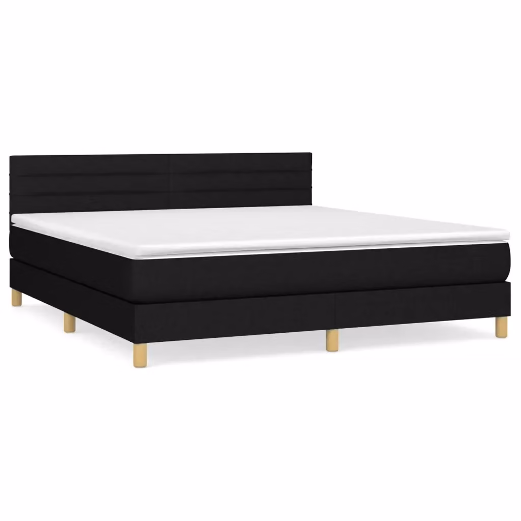 Letto Ibrido vidaXL con Giroletto a Molle e Materasso in Tessuto Nero e Bianco L/P: 180 x 200 cm – 2