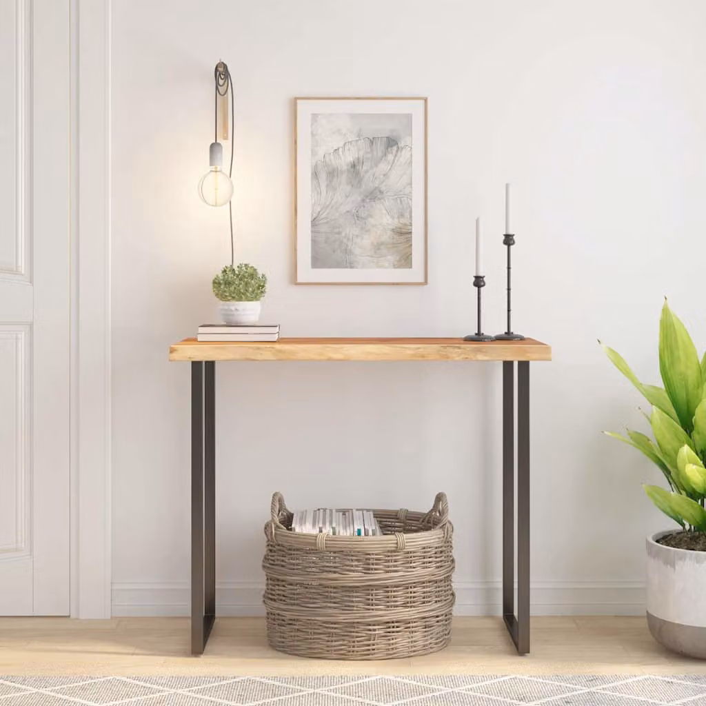Piano Tavolo Rettangolare in Legno di Acacia con Bordi Vivi vidaXL, Marrone, L: 80 cm, P: 40 cm, H: 3,8 cm