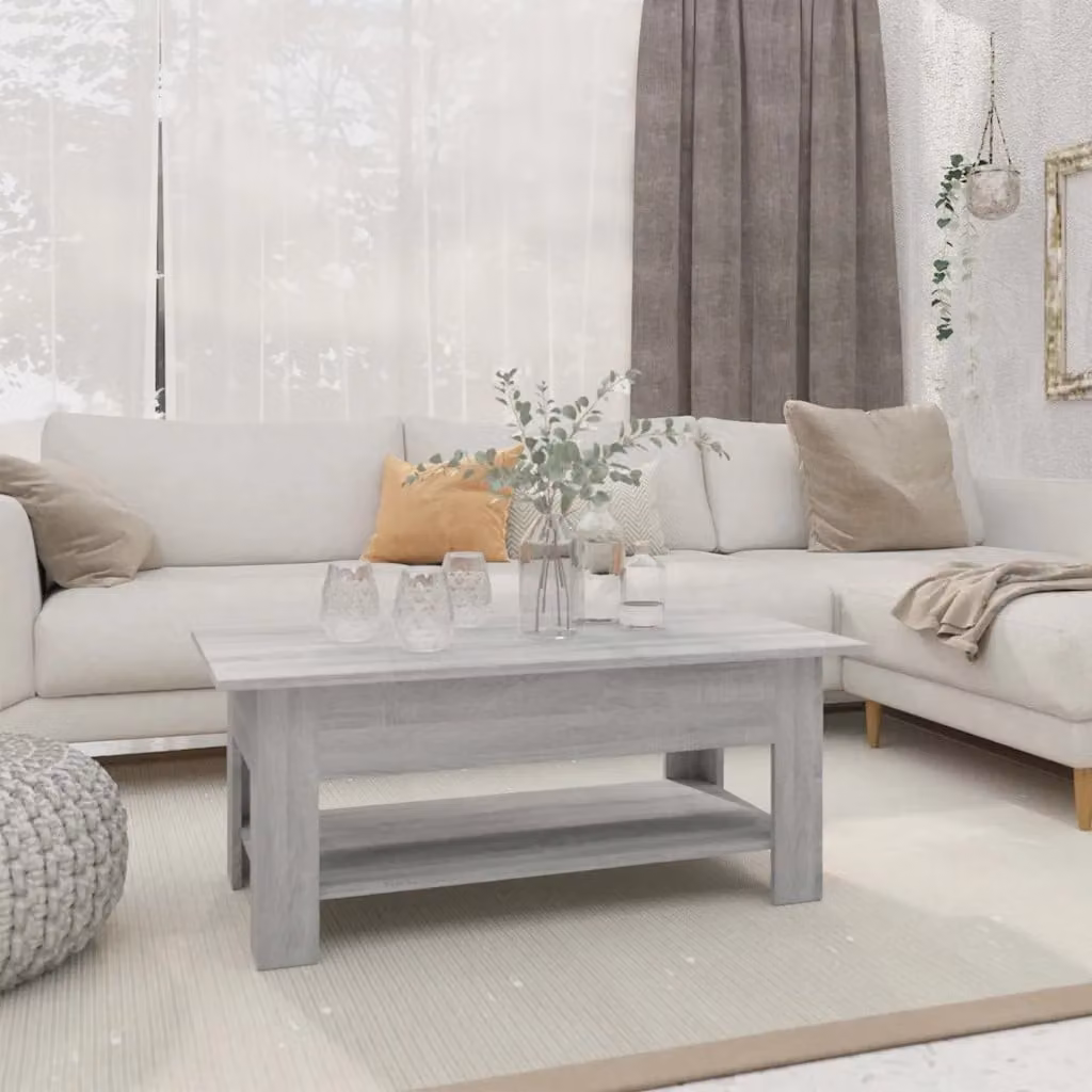 vidaXL Tavolino da Salotto Moderno Grigio L: 102 cm, P: 55 cm, H: 42 cm