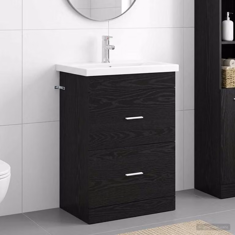 Set di mobili per il bagno moderno vidaXL in legno e MDF, colore nero, L: 61 cm, P: 40 cm, H: 84,5 cm