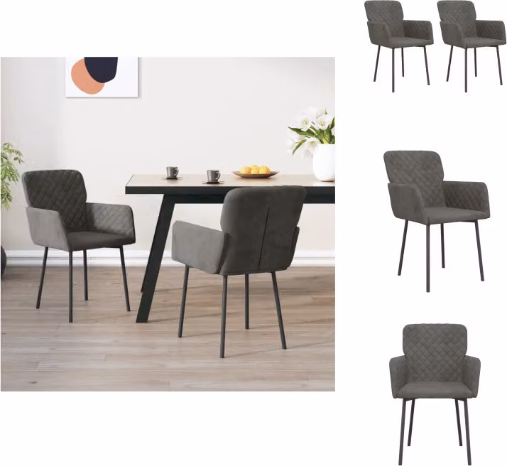 vidaXL Sedie da pranzo 2 pz. Velluto grigio scuro - Sedie da pranzo