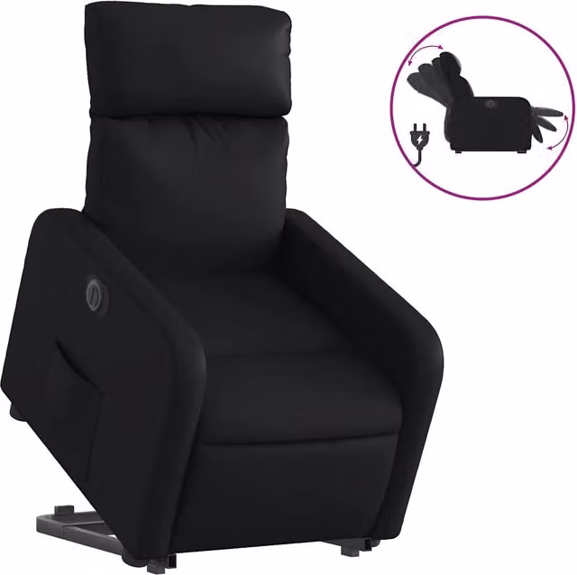 Poltrona | Sedia Relax Alzapersona Reclinabile Elettrica Nera in Similpelle