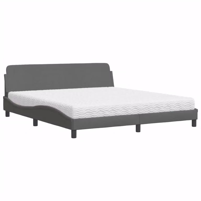 Letto con Materasso Dover Grigio Scuro 180x200 cm Tessuto