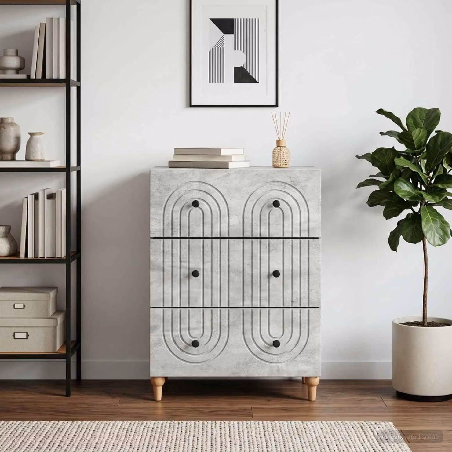 Carrello mobile con cassetti vidaXL in grigio cemento L 66 cm x P 34,5 cm x H 90 cm