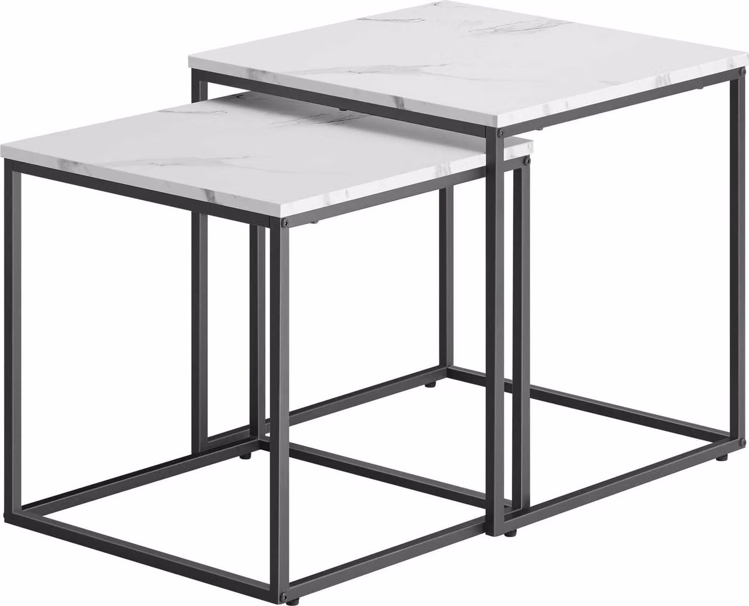 Set di 2 tavolini QUADRO, decoro marmo bianco