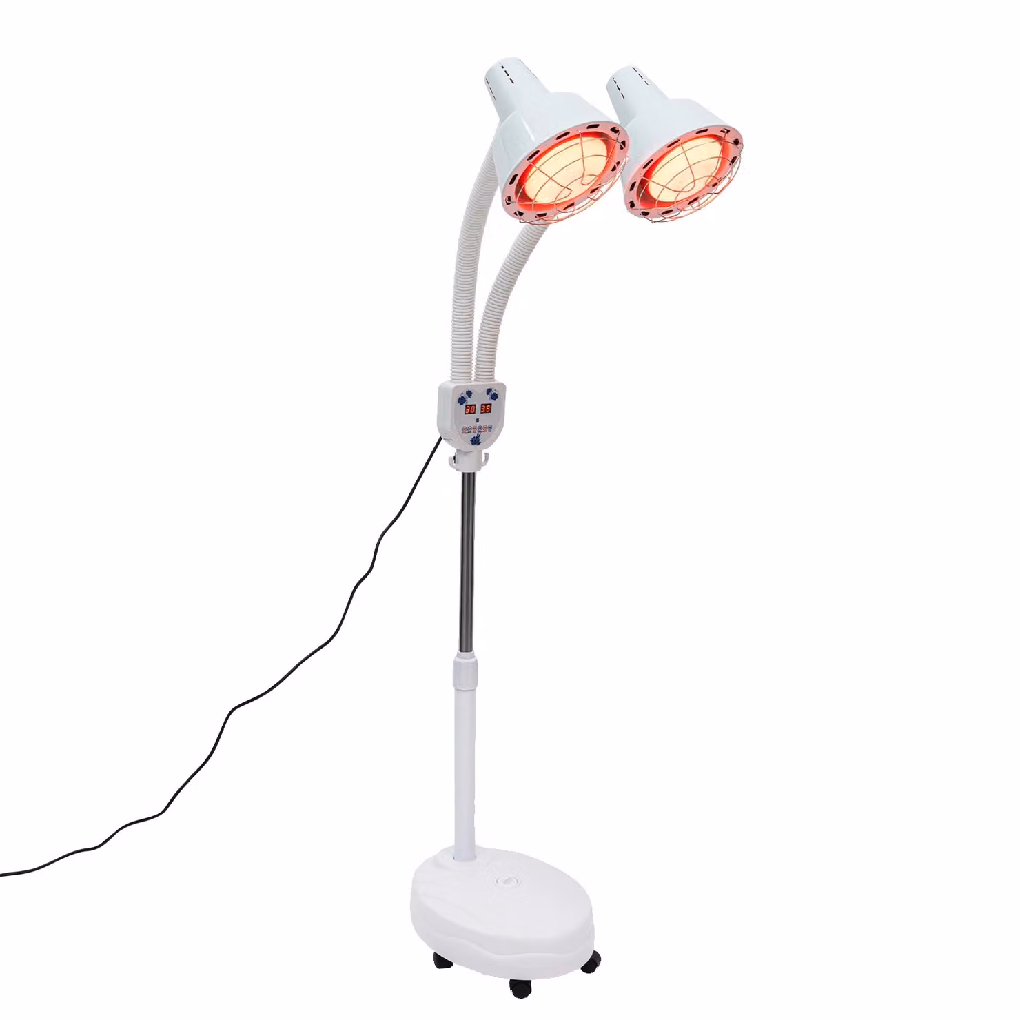 Lampada per terapia termica a infrarossi, potenza 275W, regolabile in altezza e con rotazione di 360°, due testeWEISSEU