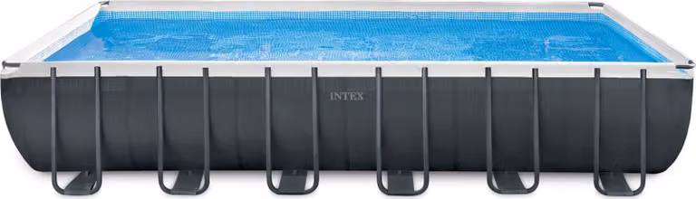 Intex 26368 ex 26362 Ultra XTR Premium Frame Piscina fuori terra rettangolare 732x366x132cm, inclusa pompa con filtro a sabbia, kit di pulizia deluxe, scala, telo, tappetino,