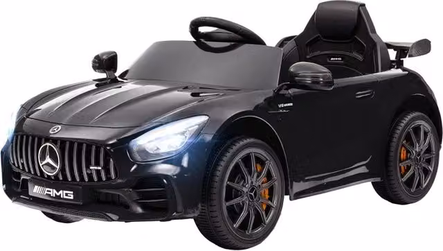 Macchina elettrica per bambini, Mercedes, 3-5 km/h, telecomando, luci e musica, nera