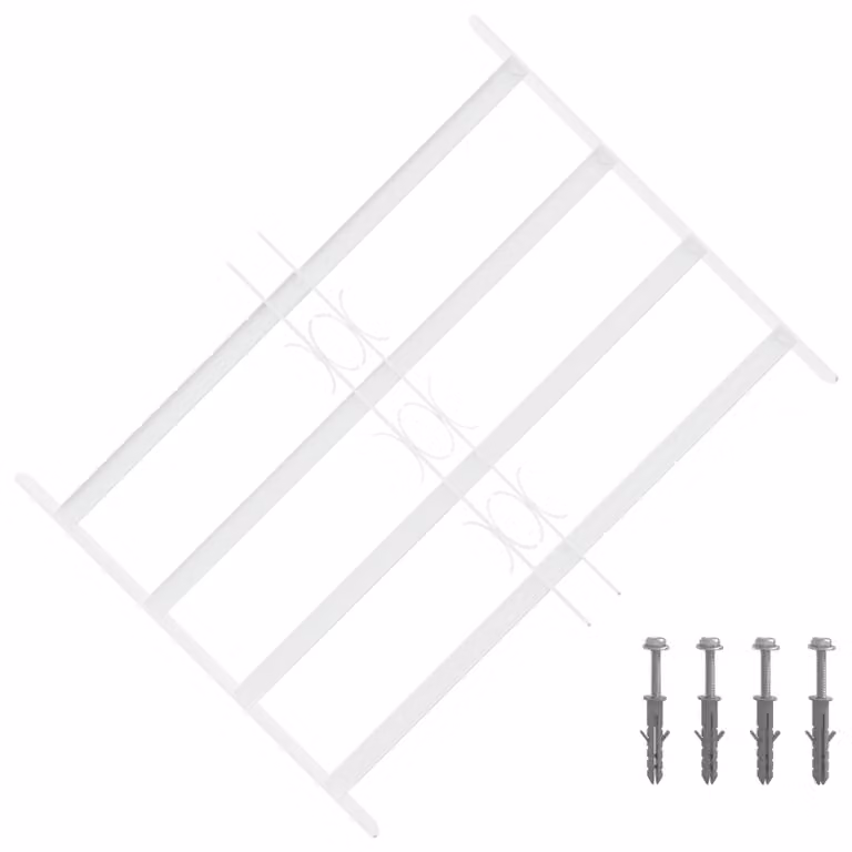Set di 3 griglie di sicurezza per finestre vidaXL in acciaio inossidabile, colore bianco, con 4 barre trasversali