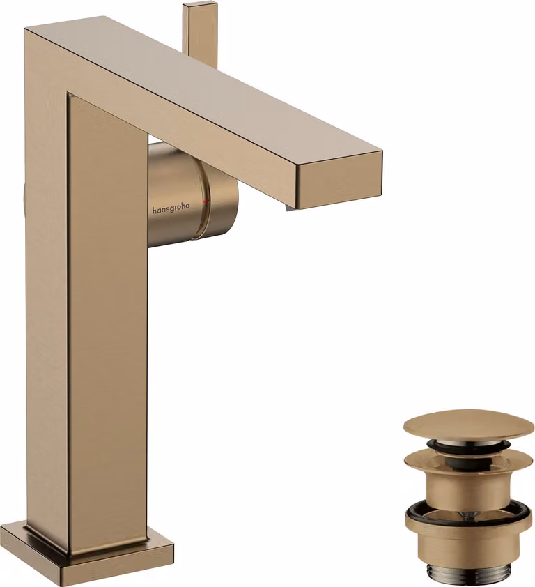 Mitigeur monocommande de lavabo hansgrohe Tecturis E Fine 150, portée 157 mm, garniture d'écoulement PUSH, CoolStart, EcoSmart+, 73040140, 73040140