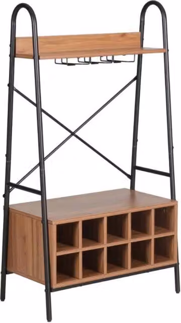 Cantinetta Grancru Casa Collection con portabicchieri in legno marrone opaco L/P/H: 63,2 x 33,7 x 115 cm